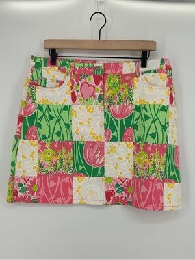 Vintage NWT Lilly Pulitzer Destiny Patchwork Print Skirt The Dandy Lion 12